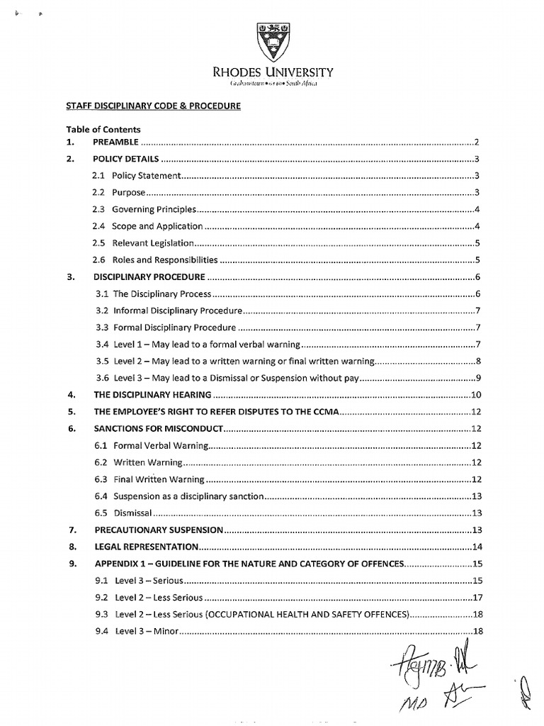 Staff Disciplinary Code and Procedure 2019 | PDF