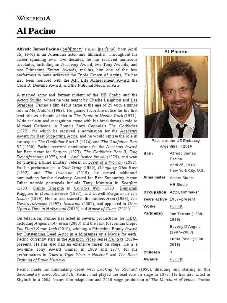 Al Pacino Wiki Bio | PDF