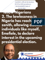 Leaked Unofficial Presidential Declaration Speech by CBN Governor