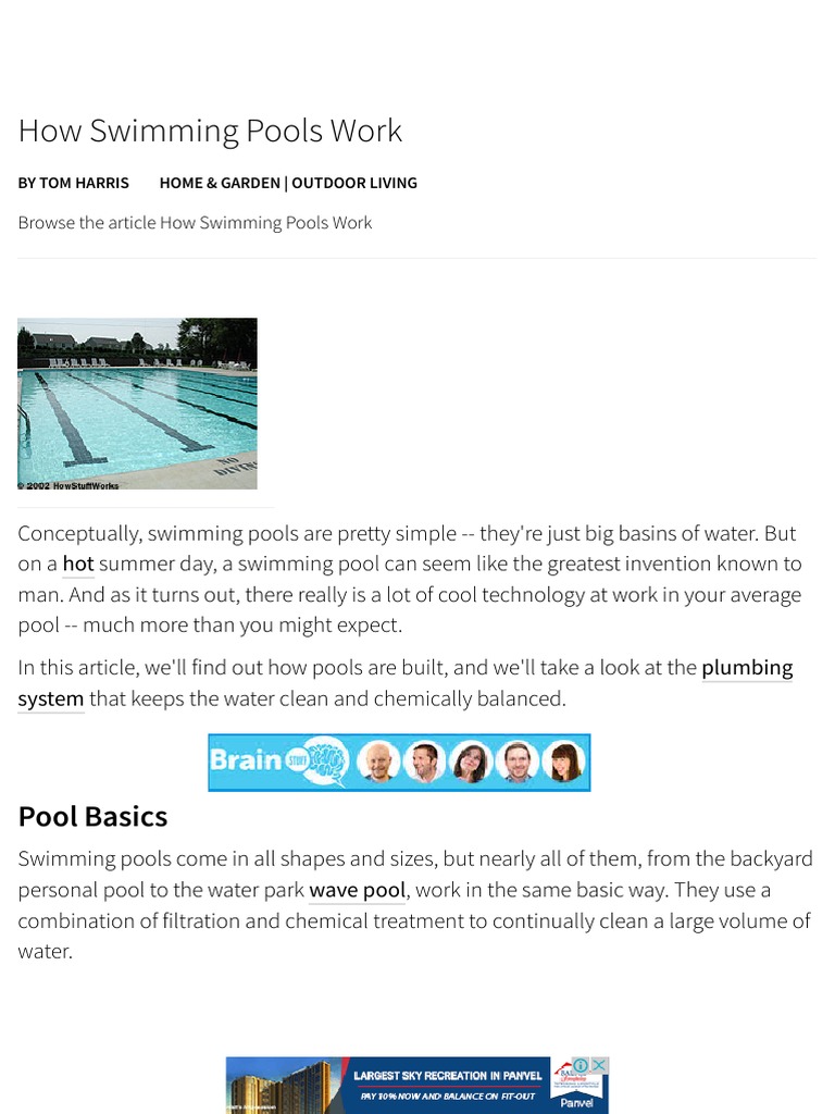 How Swimming Pools Function and Design | PDF | Swimming Pool | Chlorine