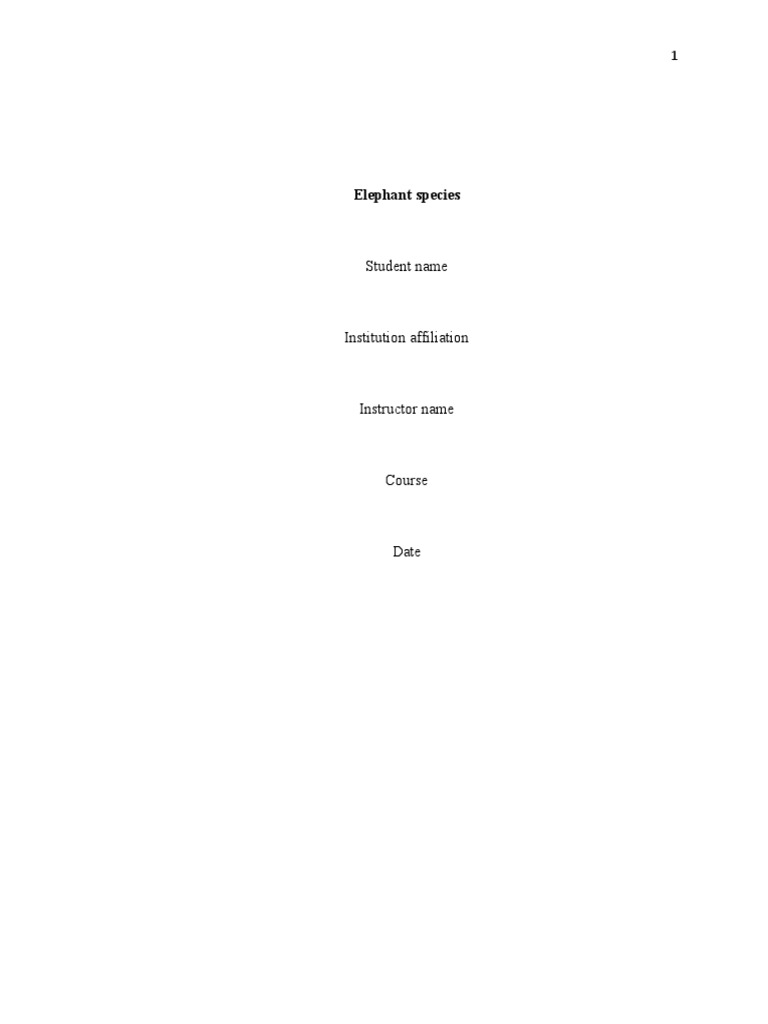 Elephant Species: Student Name | PDF | Elephant | Classical Conditioning