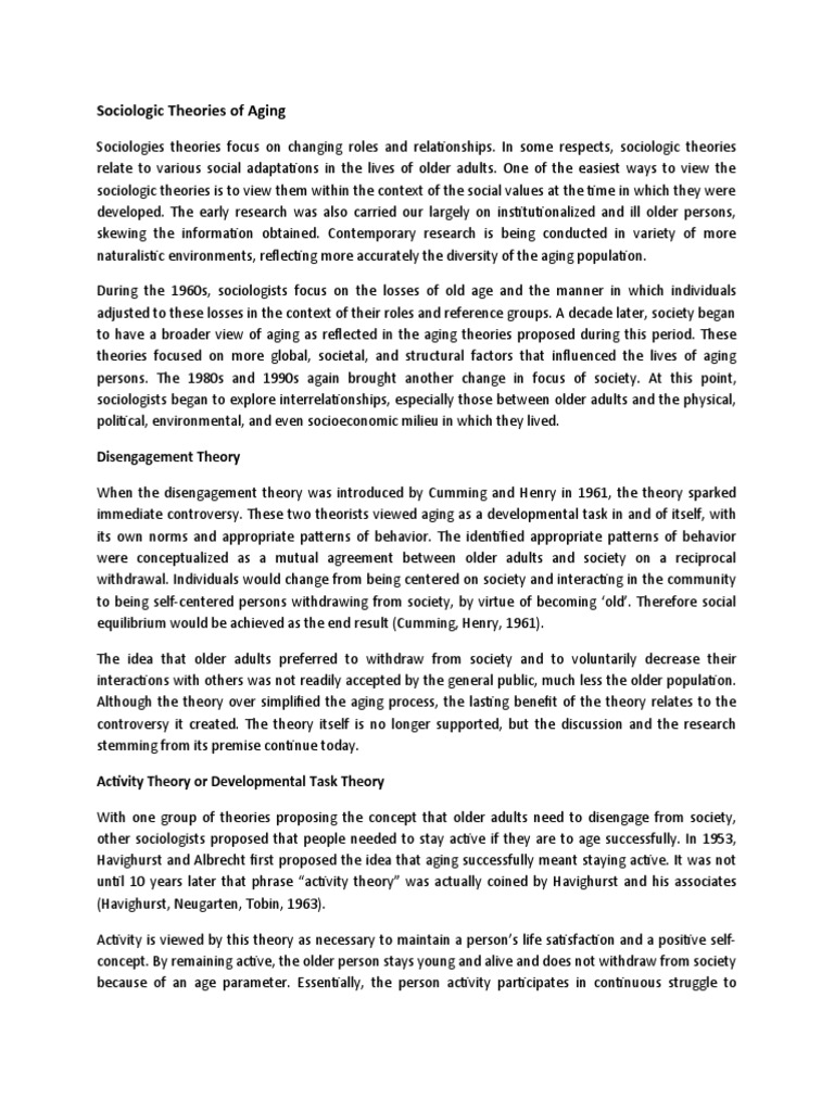 Sociological Theories of Aging Explained | PDF | Old Age | Ageing