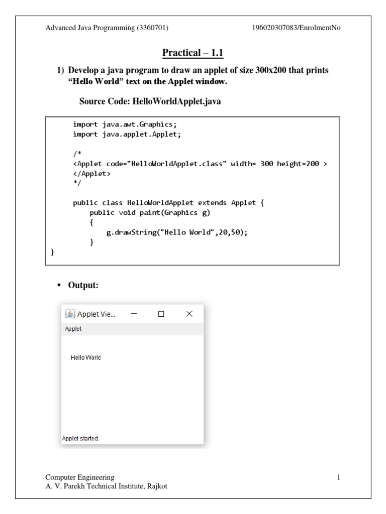 1) Develop A Java Program To Draw An Applet of Size 300X200 That Prints ...