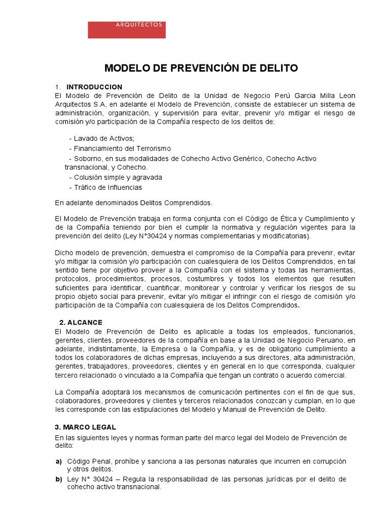Modelo de Prevención de Delitos en Perú | PDF | Soborno | Corporaciones