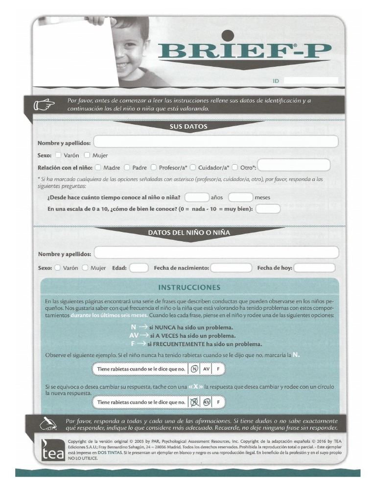 Cuestionario (BRIEF P) PDF