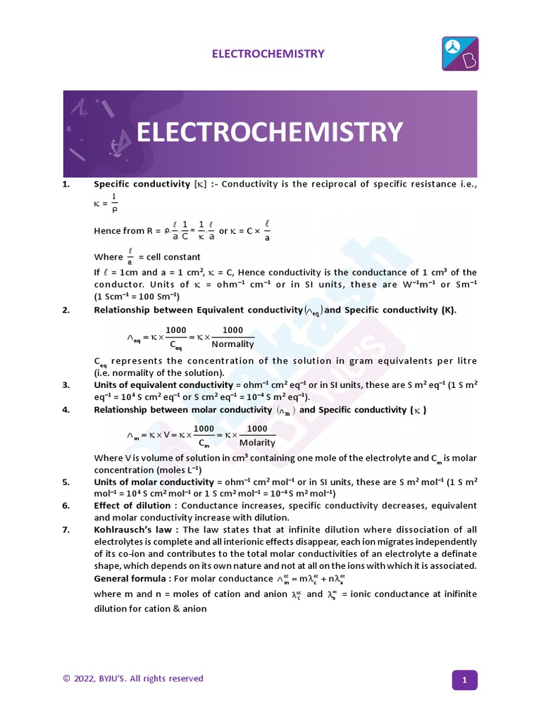 Electrochemistry Revision SessionHandbook PDF Redox Anode