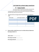 Performance Tasks For Grade Four, Primary Stage, Second Term (1) Energy Transfer