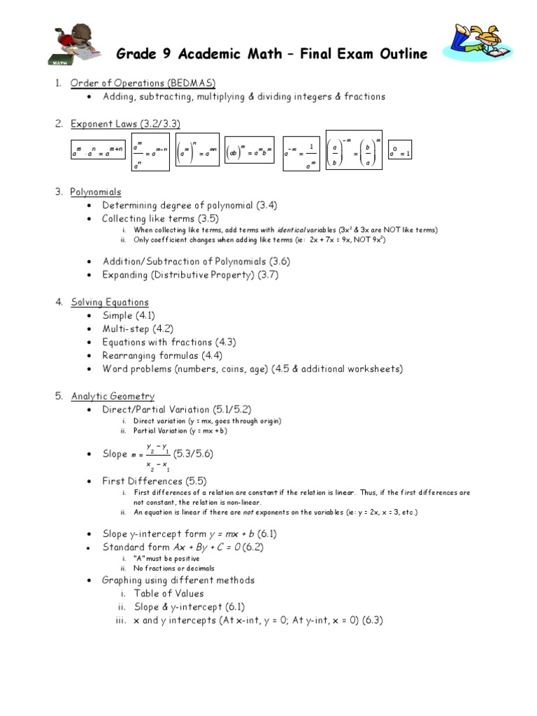Grade 9 Math Exam Study Guide | PDF | Area | Triangle