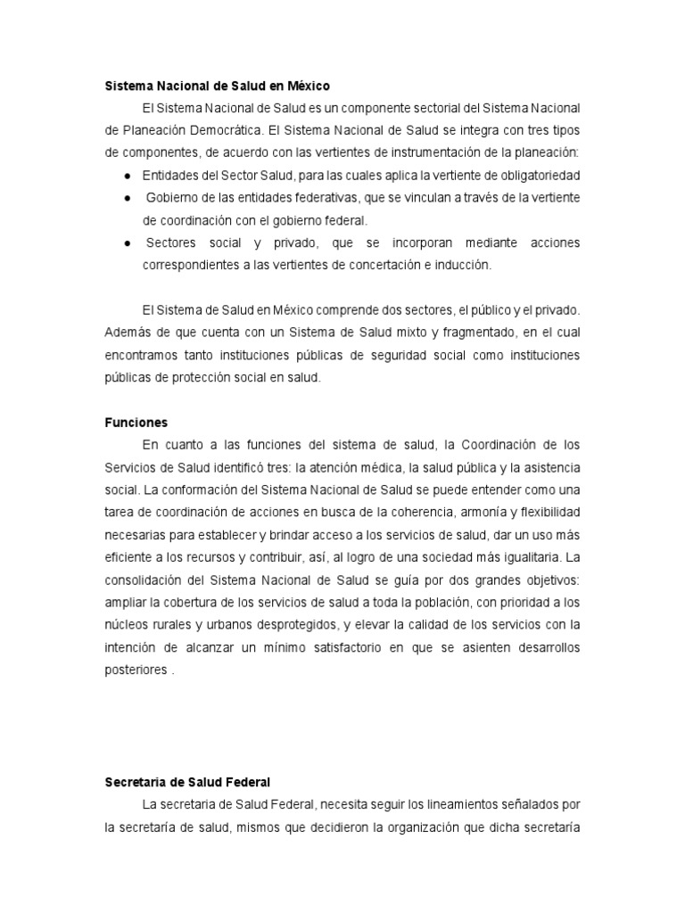 Estructura Del Sistema Nacional de Salud en México. | PDF | Hospital ...
