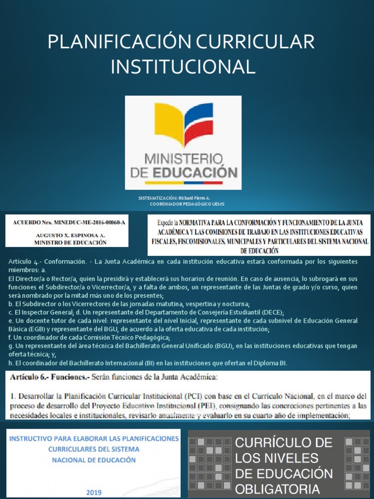 Planificación Curricular Institucional 2023 | PDF | Plan de estudios ...