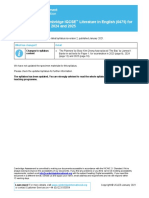 Syllabus Update: Cambridge IGCSE Literature in English (0475) For Examination in 2023, 2024 and 2025