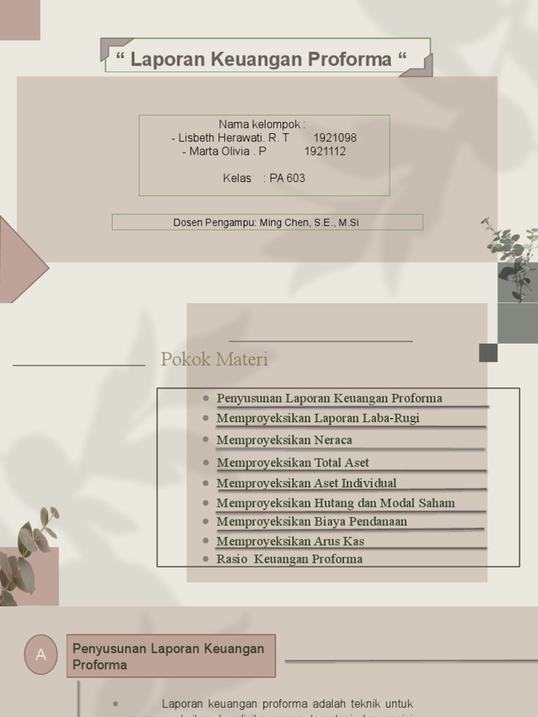 Laporan keuangan proforma tugas alk pa 603 pdf