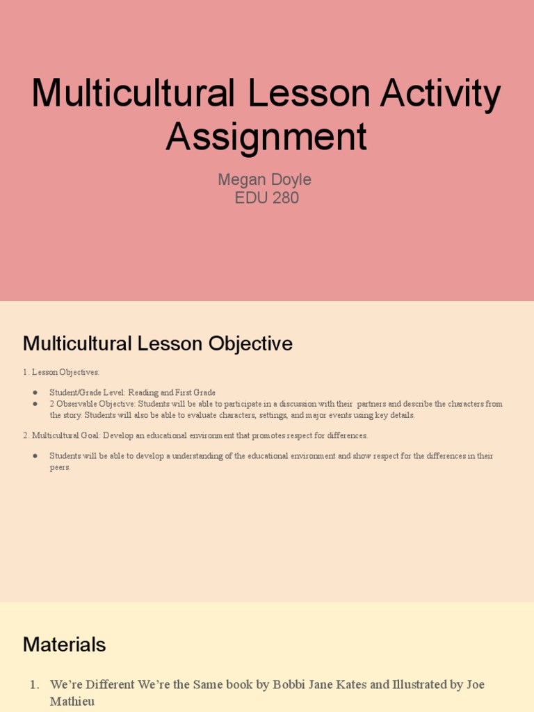Multicultural Lesson Activity Assignment | PDF | Educational Psychology ...