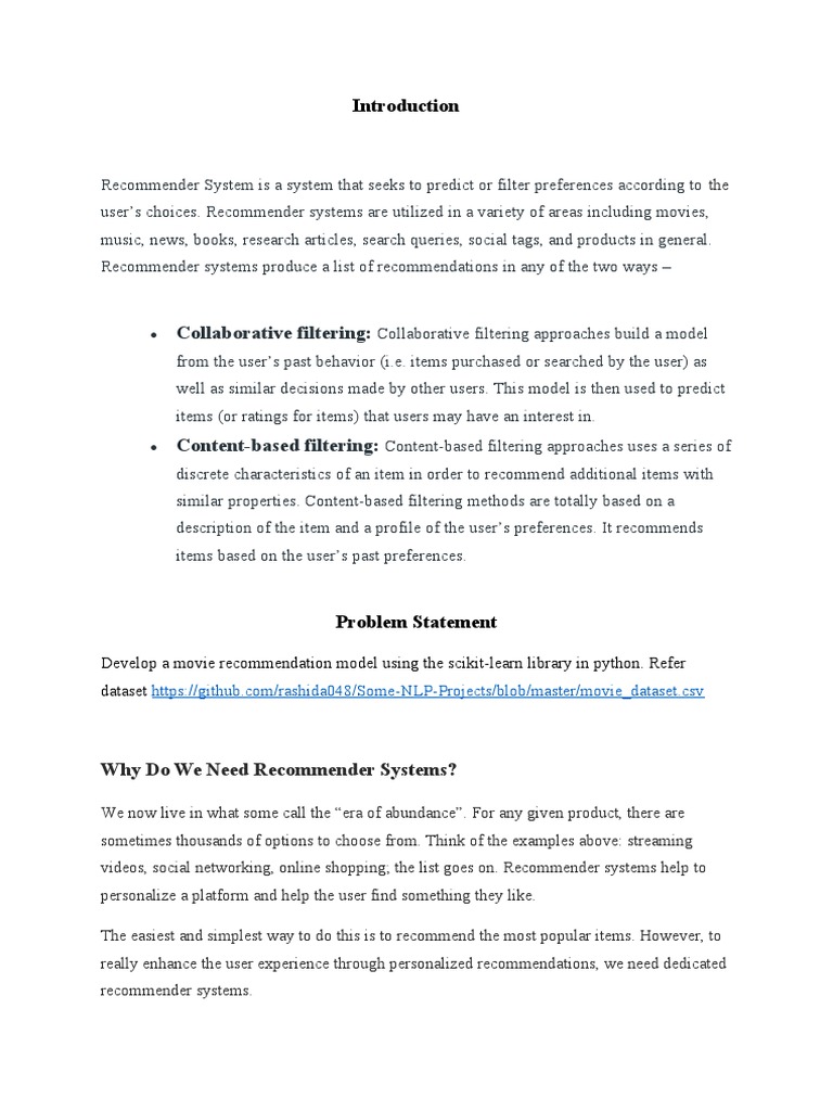 Movie Recommendation System Development | PDF | Computing | Information ...