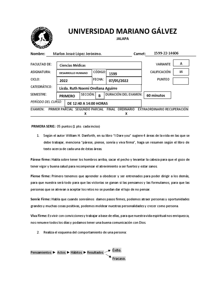Respuestas del Examen de Desarrollo Humano | PDF | Planificación ...