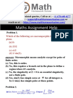 Maths Assignment Help: Which of The Following Are Meromporphic in The Whole Plane. (A) Z (B) Z5 2 (C) E1 2 (D) 1 Sin (Z)