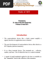 Study of BJT: Presented by Dr. Anita K.Patil (PHD Electronics) Professor & Head E&Tc