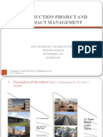 Construction Project and Contract Management: For Tis Esat PLC Technical Stffs Tadesse Ayalew September 2017 Bahir Dar