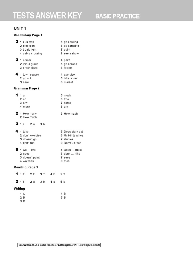 Teamwork ESO 2 Answer Key | PDF