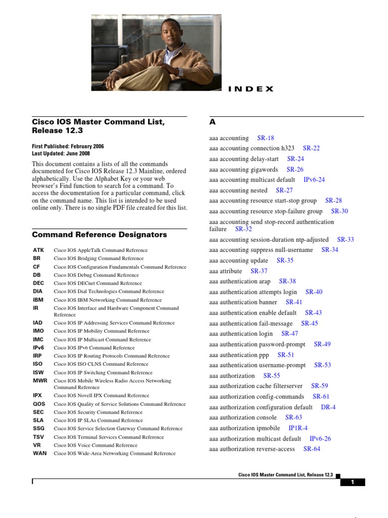 Cisco IOS Master Command List, Release 12.3 A: Index | PDF ...