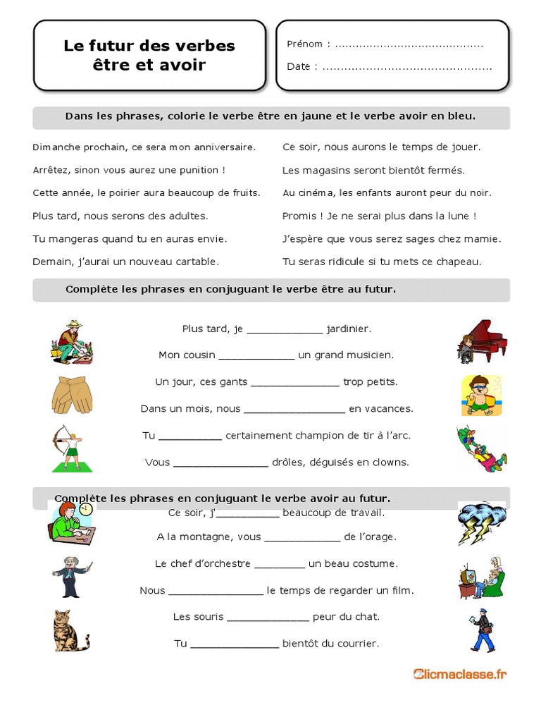 Futur des verbes être et avoir | PDF | Arts du langage et discipline