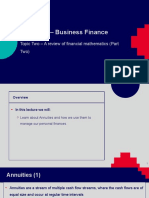 BAFI3184 - Business Finance: Topic Two - A Review of Financial Mathematics (Part Two)