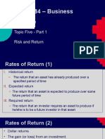 BAFI3184 - Business Finance: Topic Five - Part 1 Risk and Return