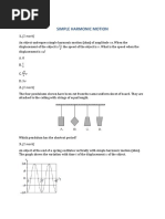 9.1 Simple Harmonic Motion Past IB Questions