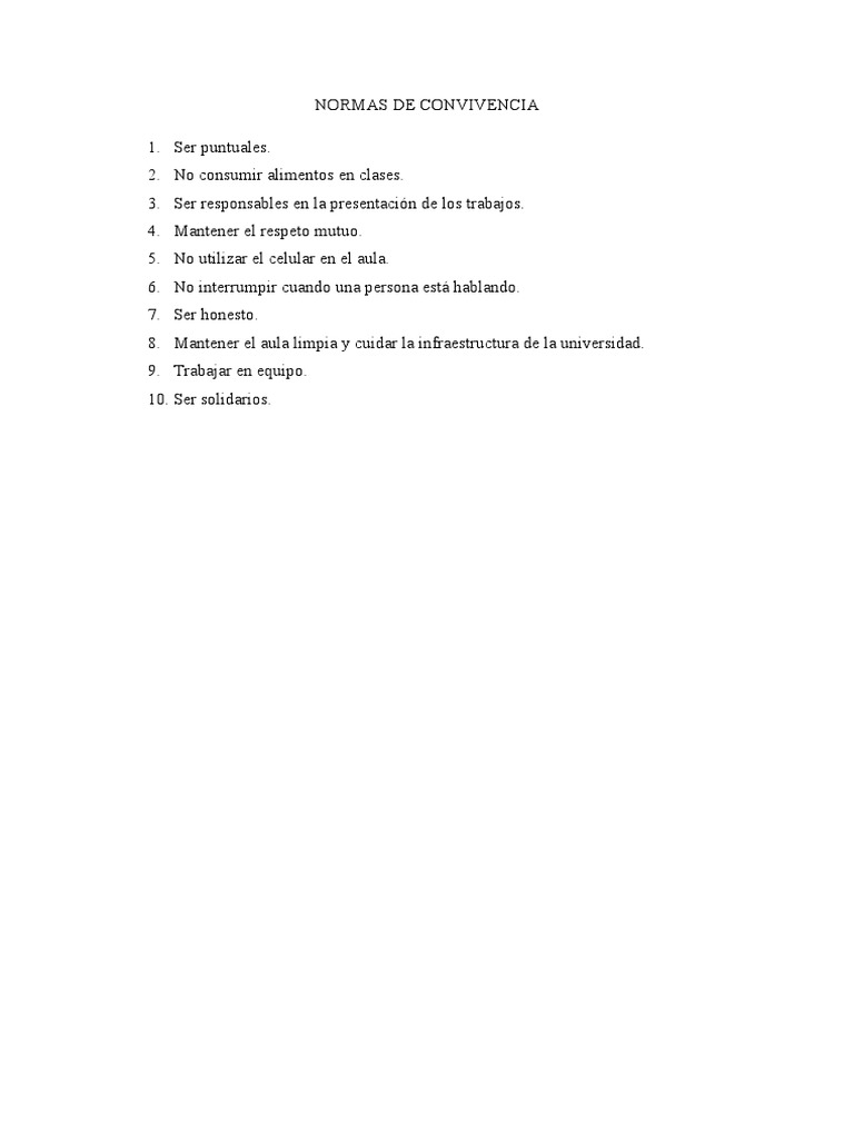 Normas de Convivencia Universitaria | PDF | Salud y bienestar