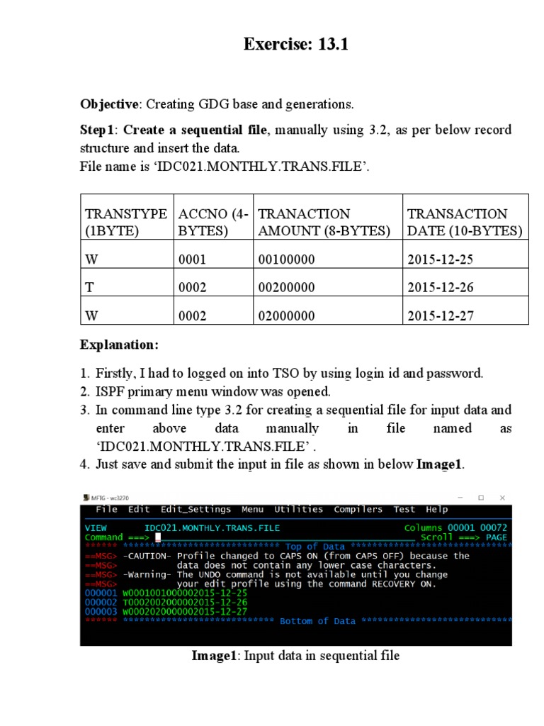 Create GDG Base and Generations in JCL | PDF | Information Technology ...