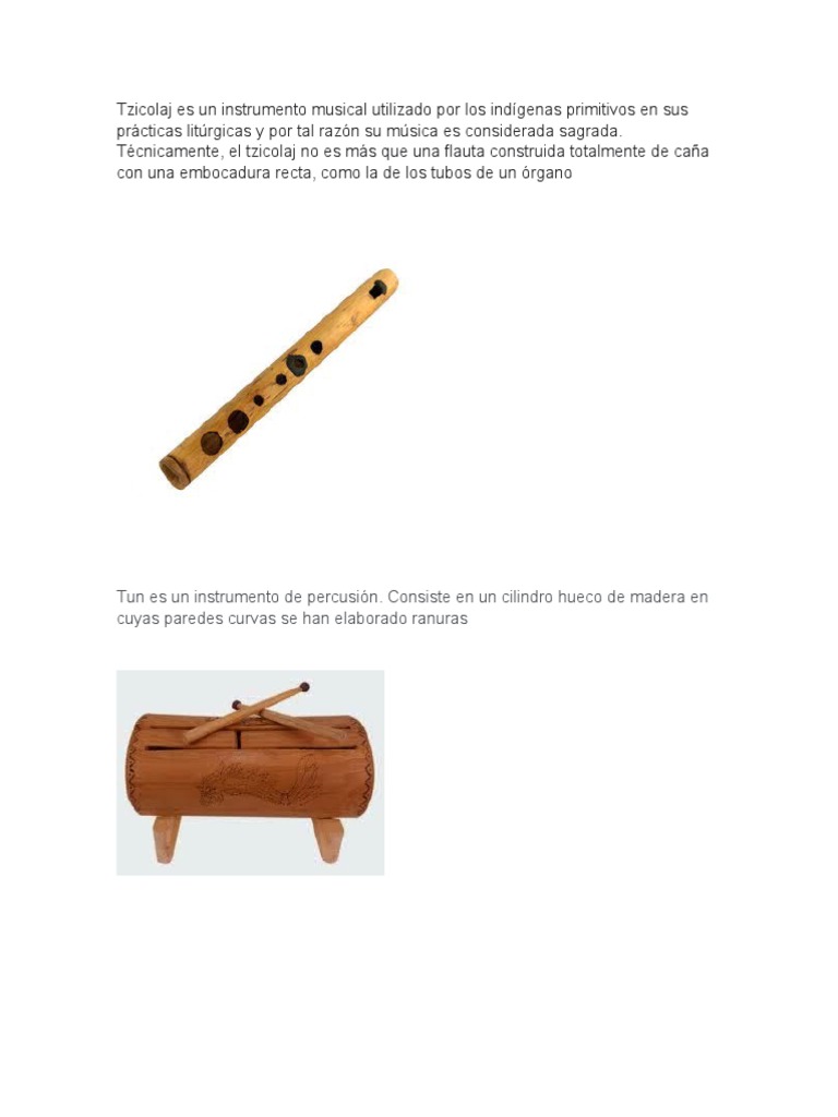 Instrumentos Musicales Mayas: Tzicolaj y Tun | PDF