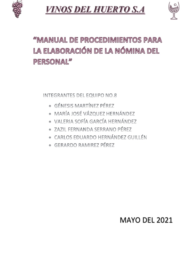 Procedimiento para Elaborar Nómina SA | PDF | Cheque de pago | Contabilidad