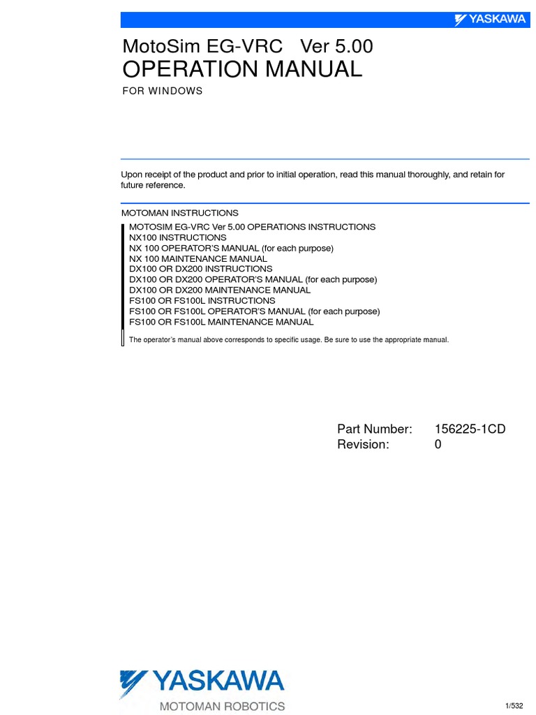 MotoSim VRC 5.0 Manual | PDF | Technology & Engineering