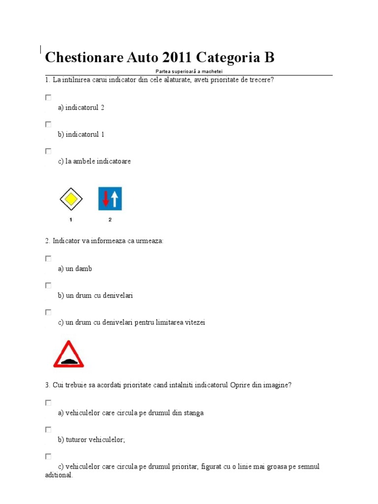Chestionar Auto | PDF