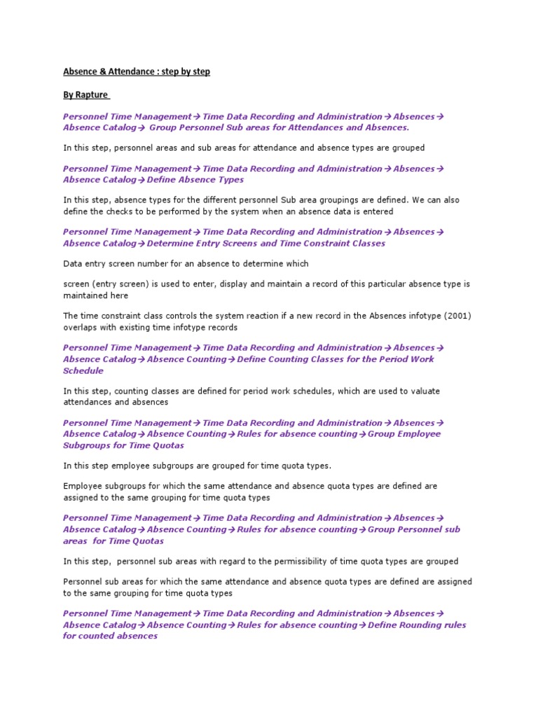 Step-by-Step Absence Management Guide | PDF | Payroll