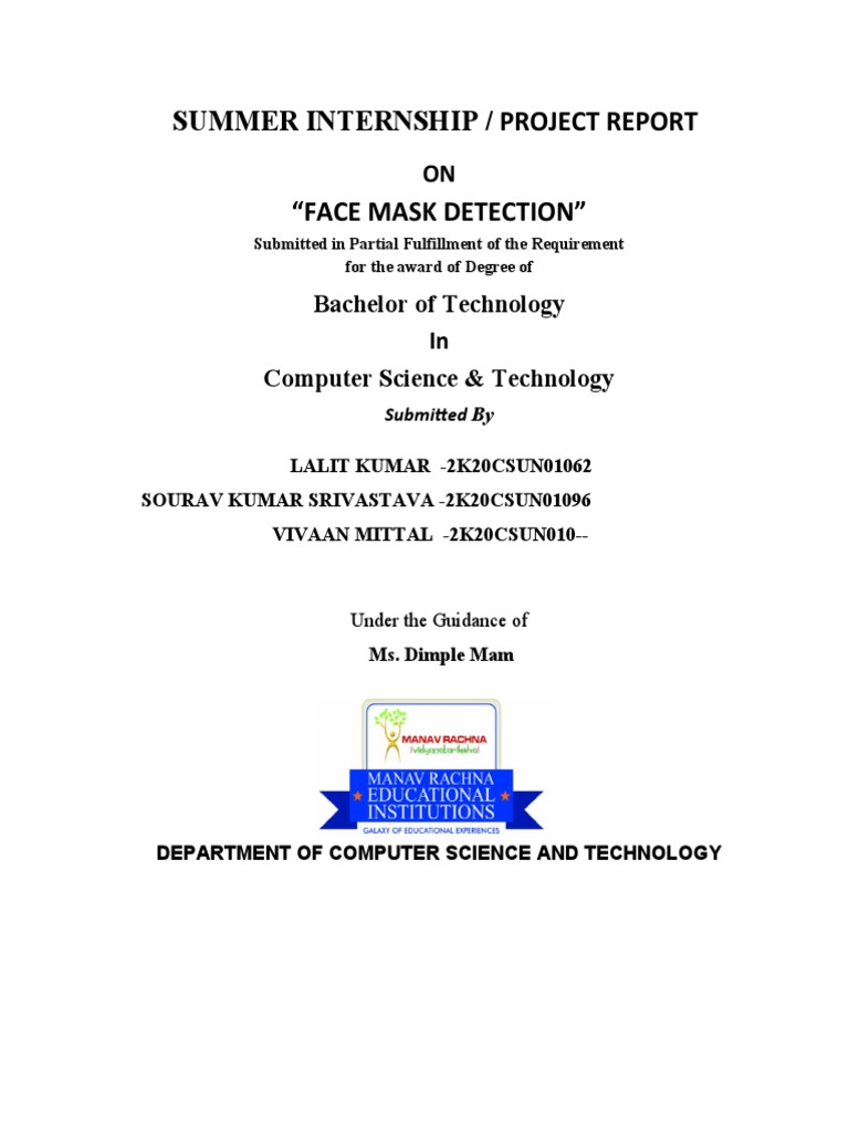 Python Project Report Face Mask Detection | PDF | Cognition | Computing