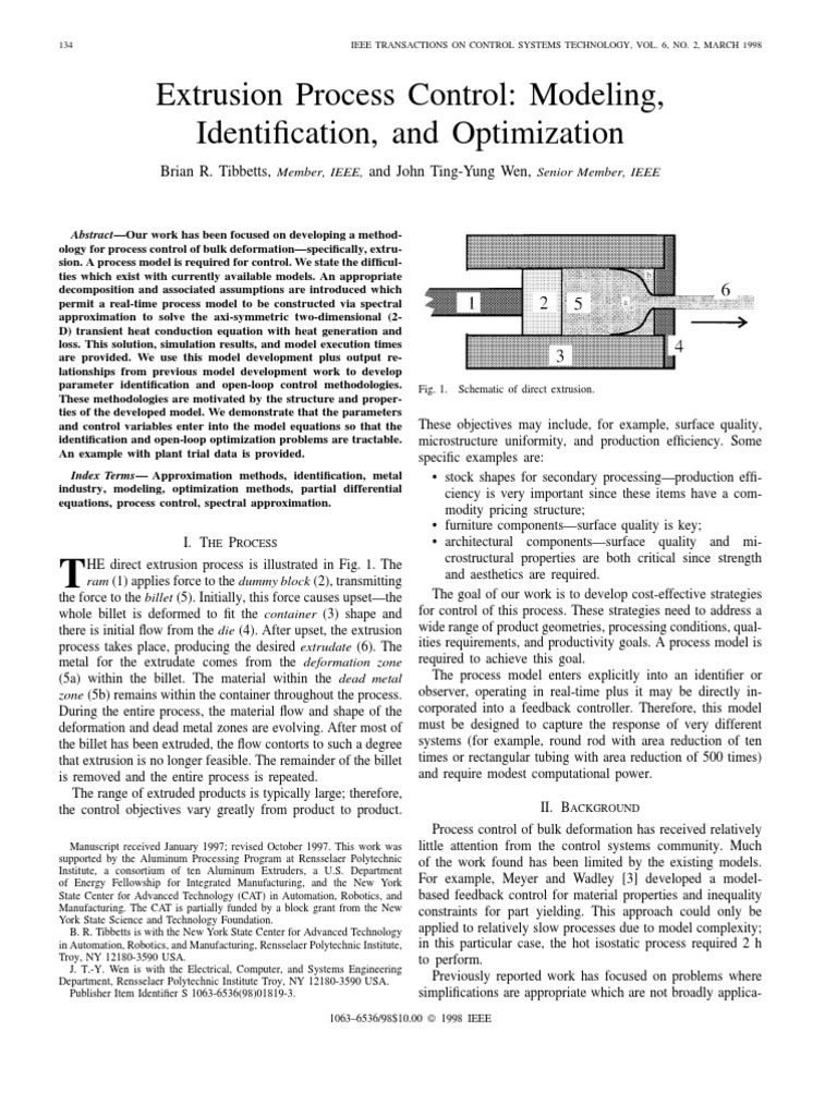 Extrusion Process Control: Modeling, Identification, and Optimization ...