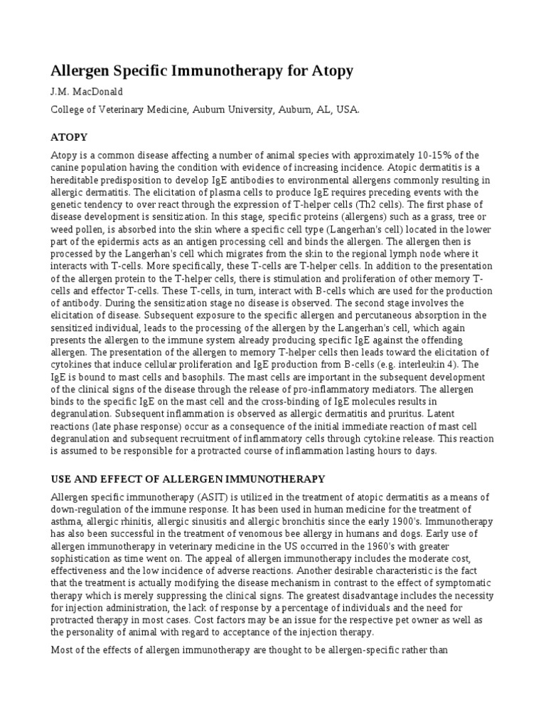 Atopy Treatment in Dogs | PDF | Allergen | Allergy