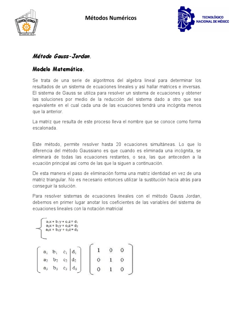 Método Gauss Jordan | PDF