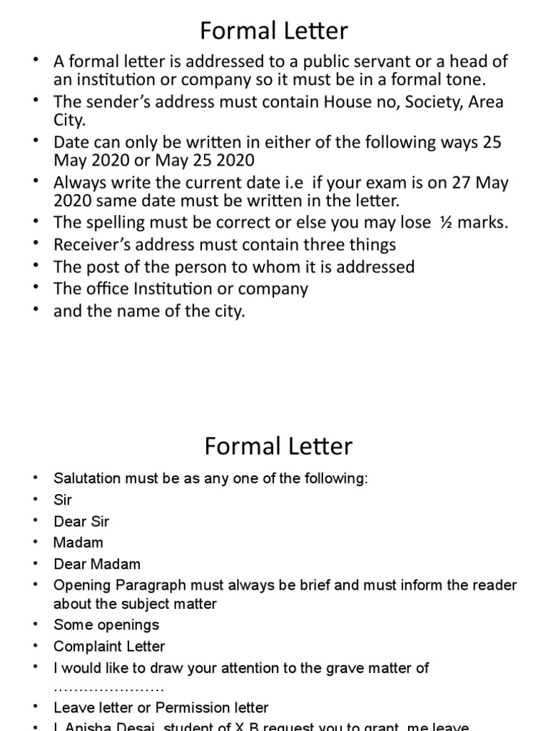 Formal Letter Writing Guidelines | PDF