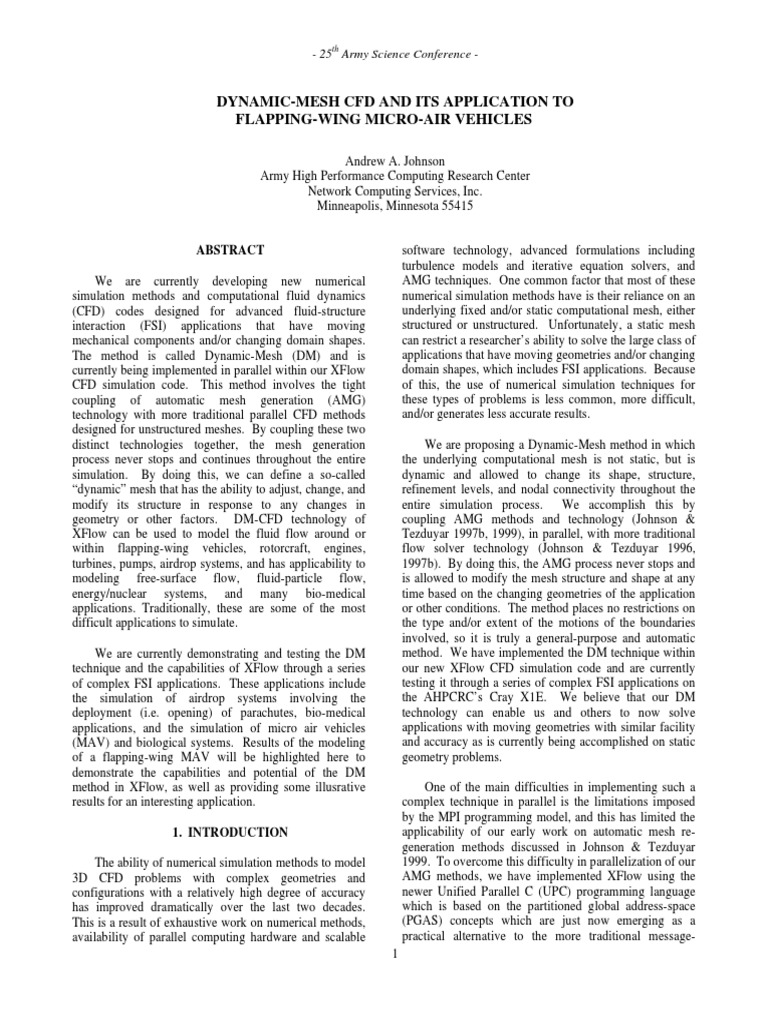 Dynamic-Mesh CFD for MAV Applications | PDF | Computational Fluid ...