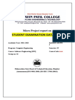 Student Examination Data Card: Micro Project Report On