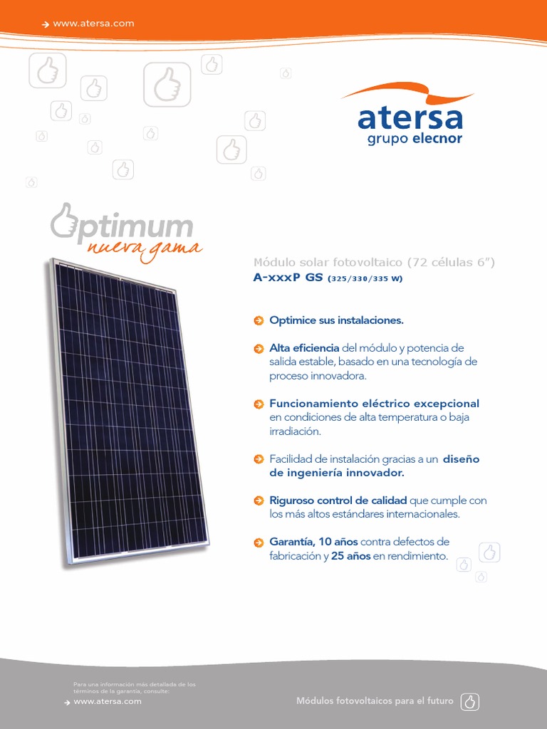 ATERSA 335 P GS MU 6P 6x12 GS WW 2 A | PDF | Panel solar ...
