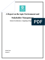 A Report in The Topic Environment and Stakeholder Management