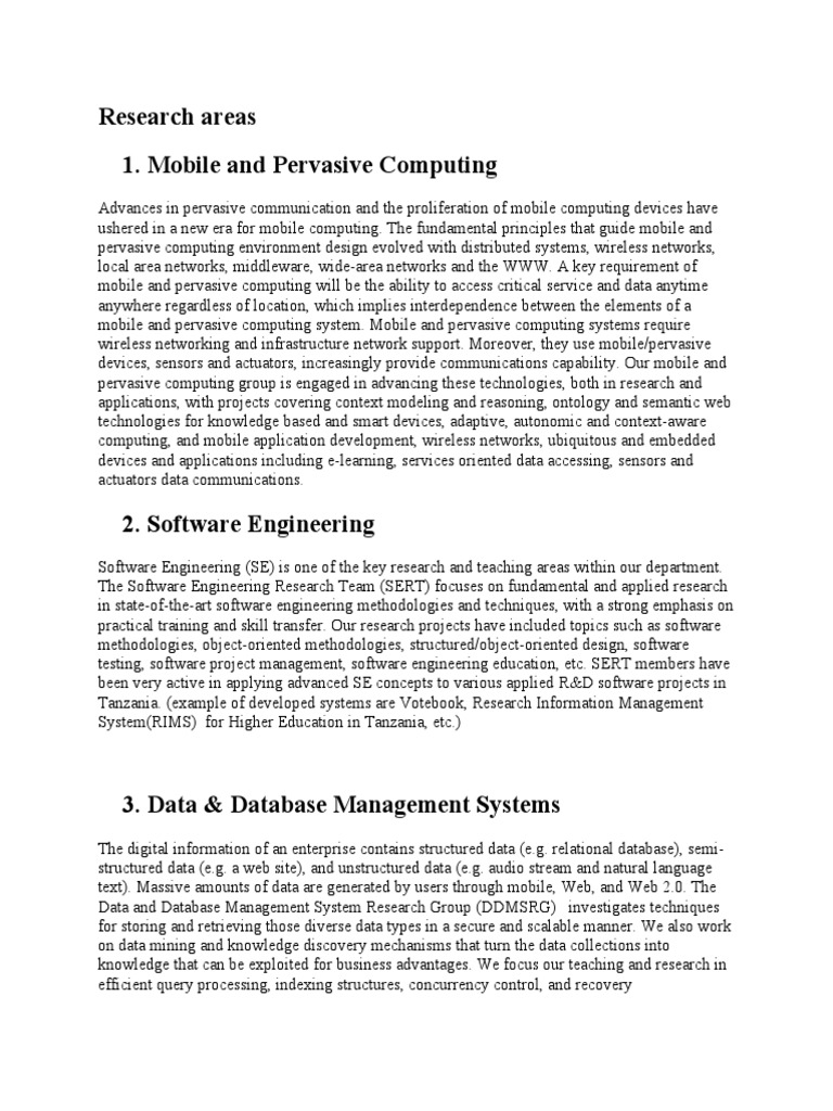 Research Areas | PDF | Computing | Computer Network