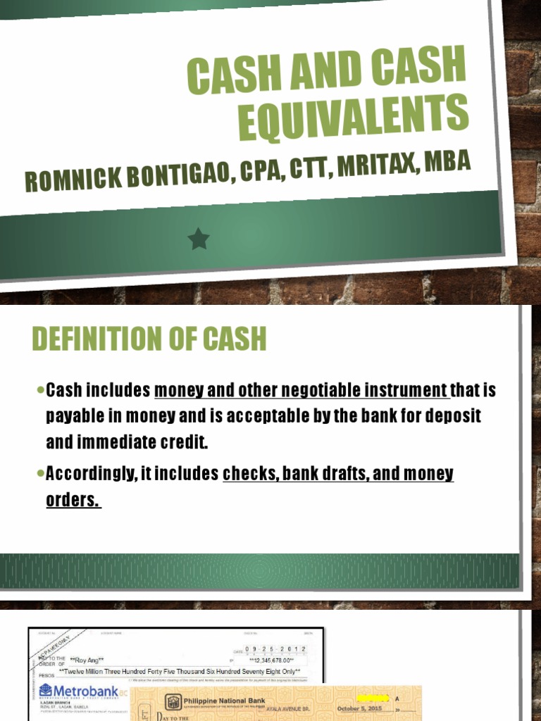 Cash and Cash Equivalents PDF