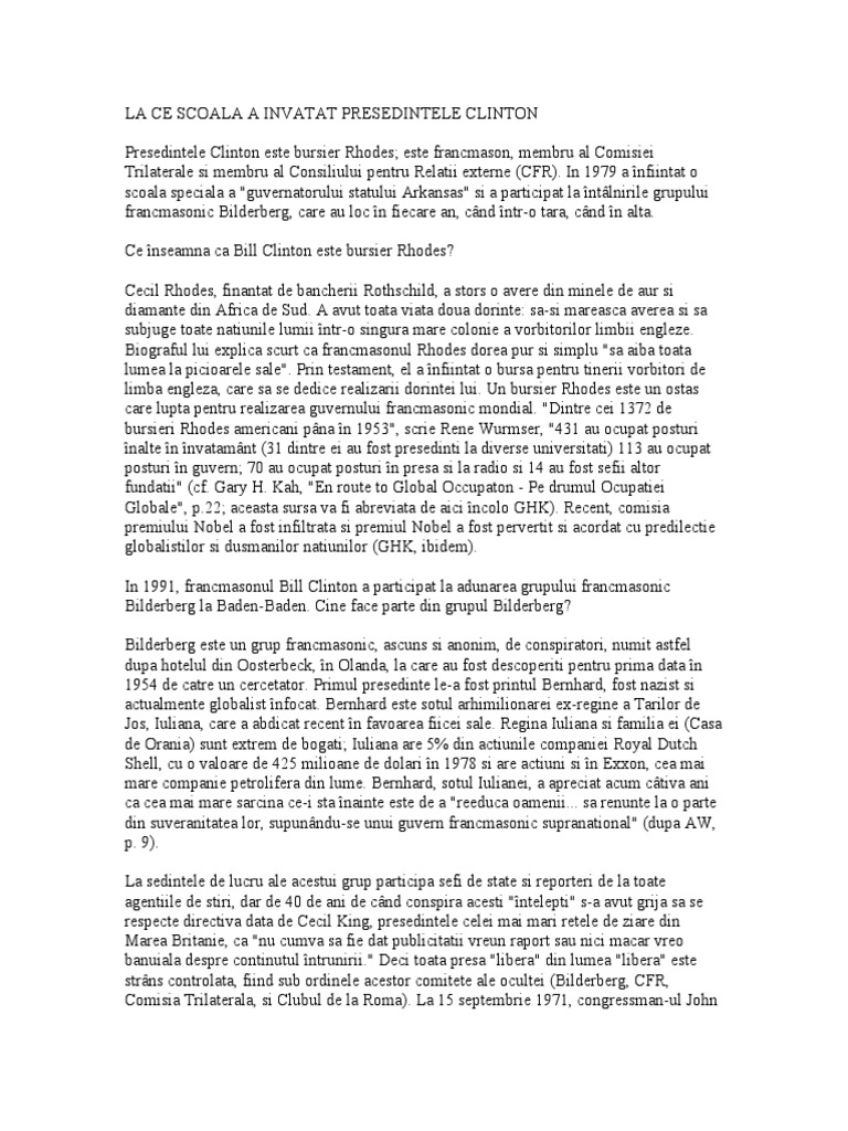 La Ce Scoala A Invatat Presedintele Clinton | PDF