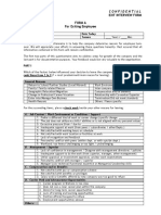 Exit Interview Form Form A For Exiting Employee: Confidential
