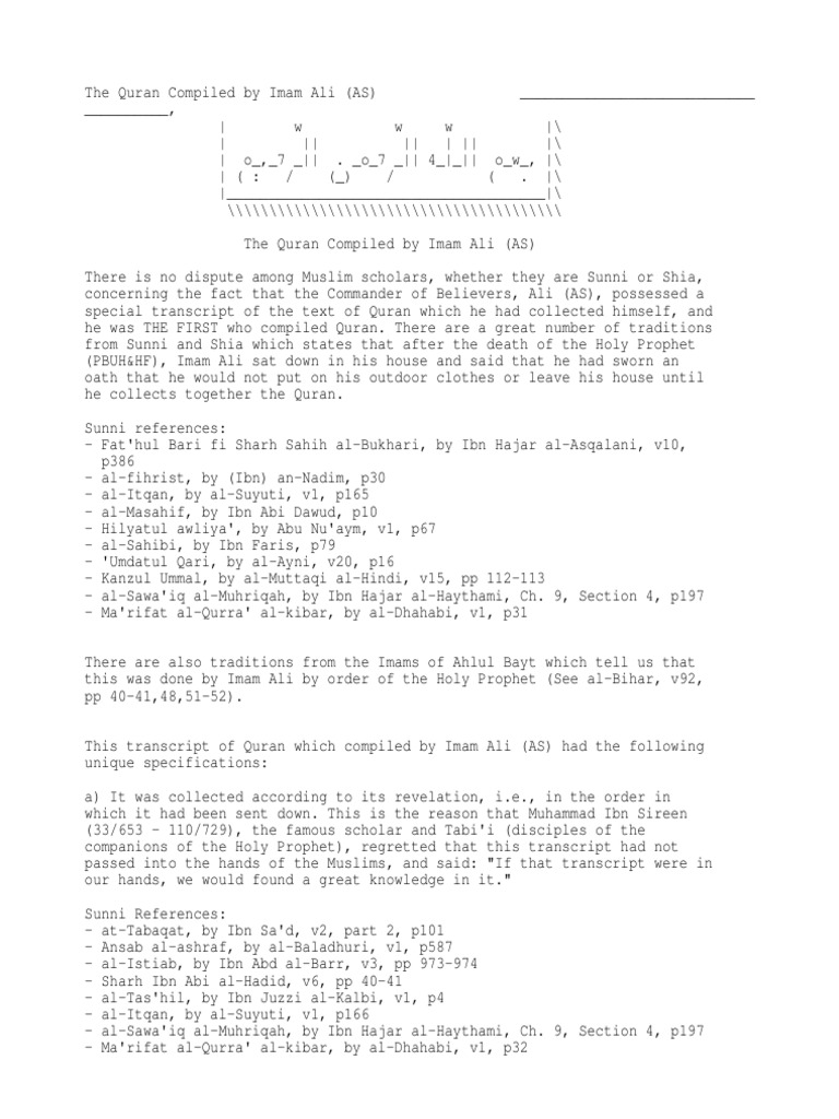 The Quran Compiled by Imam Ali (As) PDF Shia Islam Hadith