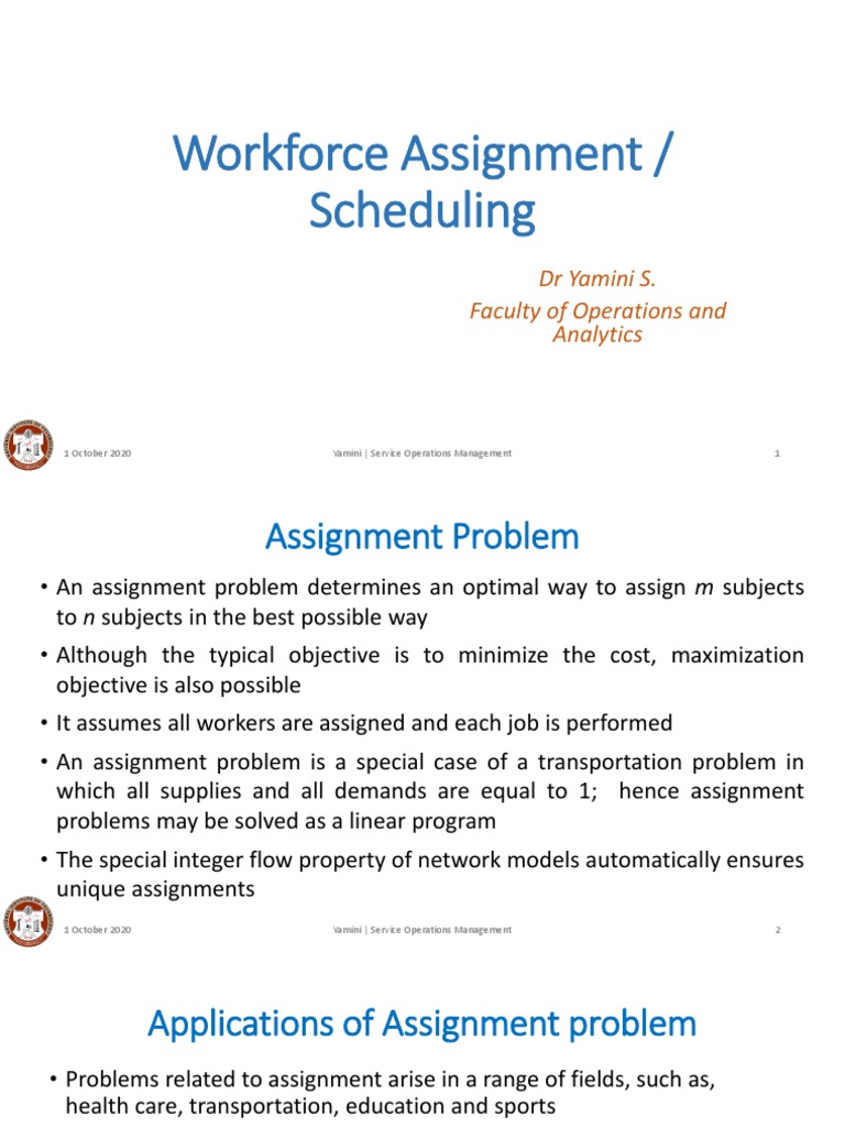 Workforce Scheduling and Assignment Models | PDF | Economies | Business